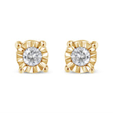 10K Yellow Gold Plated .925 Sterling Silver 1/10 Cttw Round Brilliant-Cut Diamond Miracle-Set Stud Earrings (J-K Color, I3 Clarity)